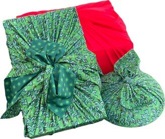 Shiki Wrap Vintage Christmas Trees/Stars Reusable Gift Wrap - 3 pack