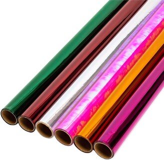 Bright Creations 6 Rolls Transparent Colored Cellophane Wrap for Gift Wrapping, 6 Colors