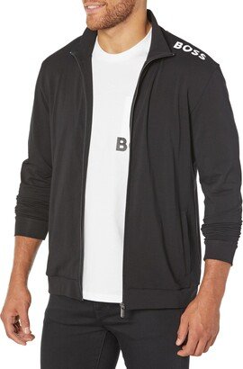 Men's Sporty Cotton Stretch Zip Up Jacket with Side Logo