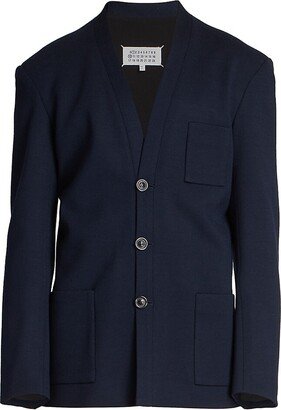 Wool-Blend Single-Breasted Blazer