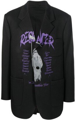 Graphic-Print Single-Breasted Blazer