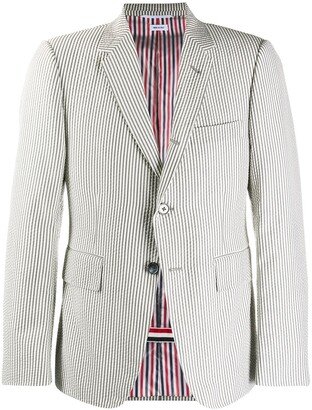 Striped Single-Breasted Blazer-AH