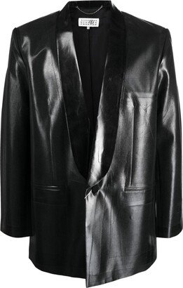 Panelled Faux-Leather Blazer