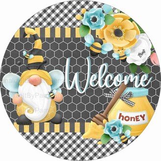 Round Bee & Gnome Wreath Sign, Summer Personalize It By Pam, Signs, Signs For Wreaths