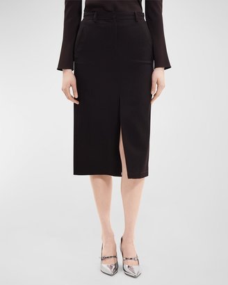 Textured Wool Midi Trouser Skirt