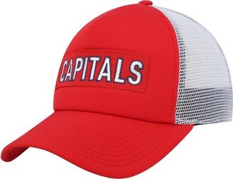 Men's Red, White Washington Capitals Team Plate Trucker Snapback Hat - Red, White