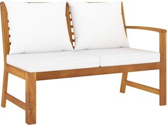 Patio Bench 45.1 with Cream Cushion Solid Acacia Wood - 45.1 x 23.8 x 31.9