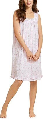 Cotton Jersey Sleeveless Short Gown (Pink Ground Ditsy) Women's Pajama