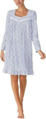 Long Sleeve Short Gown (White Ground Ditsy) Women's Pajama