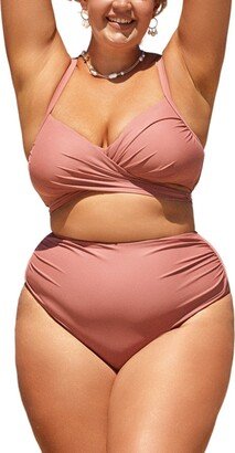 Women's Boho Rhapsody Wrap Bralette & Shirred Plus Size Bikini Set