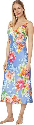 N by Natori Camellia Gown (Blue Multi) Women's Pajama