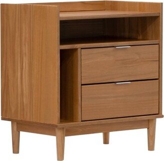 Mid-Century Modern Solid Wood 2 Drawer Storage Nightstand - Saracina Home