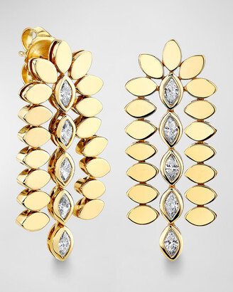 14k Yellow Gold Marquis Diamond Drop Earrings