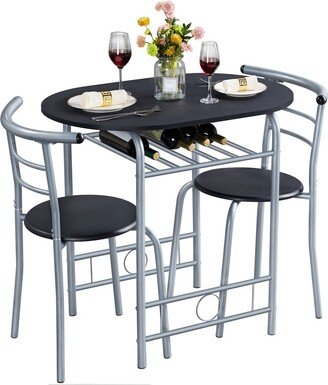 Austiom Leading LLC 3PCS Round Dining Table Set with Storage Rack