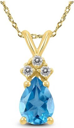 Gemstones 14K 0.86 Ct. Tw. Diamond & Blue Topaz Necklace