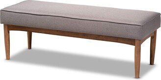 Arvid Mid-Century Modern Gray Fabric Upholstered Wood Dining Bench