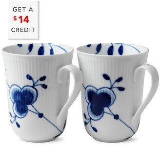 Set Of Two 11Oz Blue Fluted Mega Mugs With $14 Credit