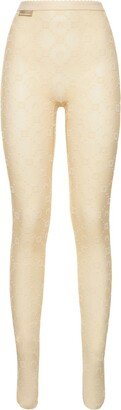 Flocked monogram mesh stockings