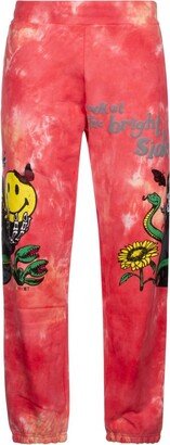 Smiley Look At The Bright Side Tie-Dyed Track Trousers