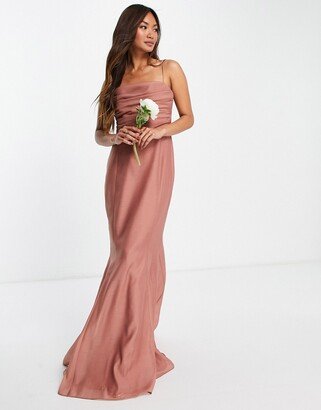 Bridesmaid drape detail maxi dress with corset