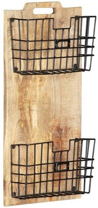 TONWIN Wall-mounted Magazine Rack, Solid Rough Mango Wood Bookshelf Rack