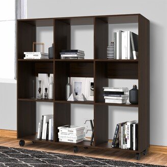 TONWIN Espresso Brown 49 Inch Handcrafted Classic Wood Bookcase