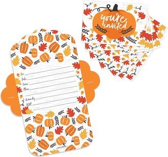 Big Dot of Happiness Fall Pumpkin - Fill-In Cards - Halloween or Thanksgiving Party Fold and Send Invitations - Set of 8