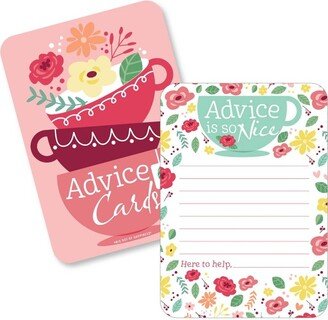 Big Dot of Happiness Floral Let's Par-Tea - Wish Card Garden Tea Party Baby Shower or Bridal Shower Activities - Shaped Advice Cards Game - Set of 20