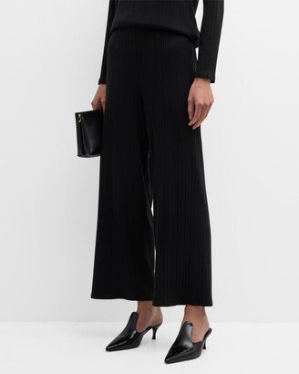 Ribbed Wide-Leg Ankle Pants