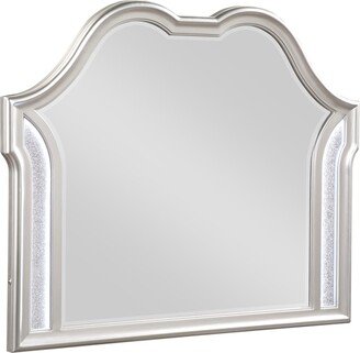 Furniture Evangeline Camel Top Dresser Mirror Silver Oak - 50.00'' x 2.00'' x 40.25''