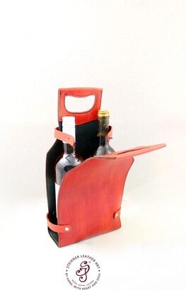 Original Leather Wine Carrier | Caddy Bag Accessories Whiskey Gift Bar Anniversary