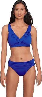 Beach Club Solids Wider Shirred Banded Hipster (Sapphire) Women's Swimwear