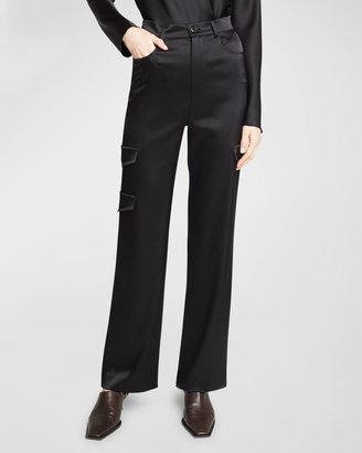 Cais Satin Straight-Leg Cargo Pants