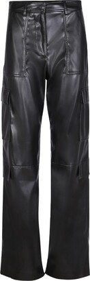 Soft Eco Leather Black Cargo Trousers
