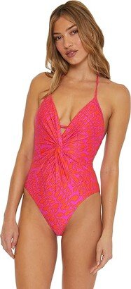 Trellis Twist Plunge Maillot (Multi) Women's Swimsuits One Piece