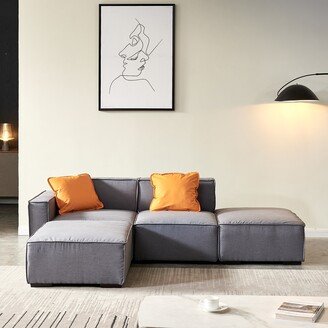 RASOO Modular Linen Sectional Sofa with Convertible Armrests