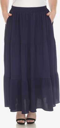 Plus Size Pleated Tiered Maxi Skirt