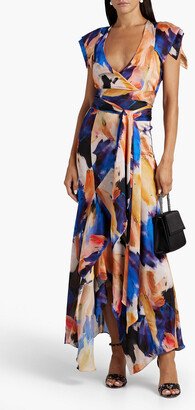 Euphoria wrap-effect printed georgette maxi dress