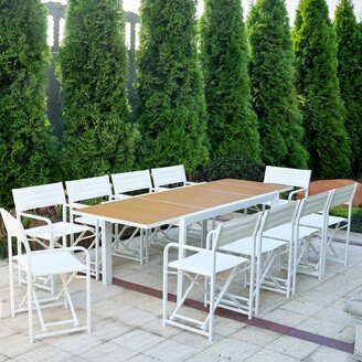 Aoodor Outdoor 6-10 Person Aluminum Patio Extendable Dining Table, Rectangular Table & Chairs