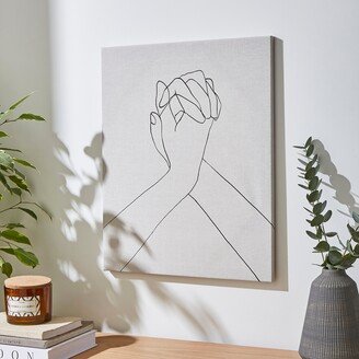 Dunelm Hands Line Drawing Canvas 40x50cm White