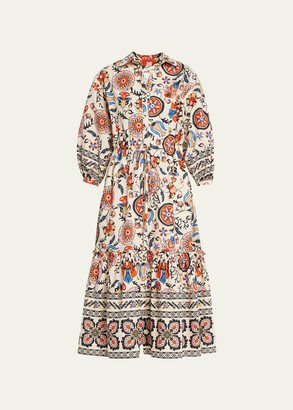 Hutton Puff-Sleeve Midi Shirtdress