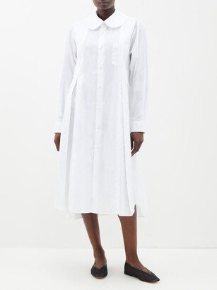 Pleated Cotton Midi Shirt Dress