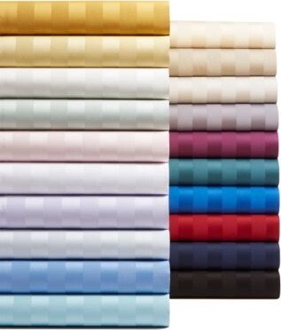 Closeout Damask 1.5 Stripe Extra Deep Pocket 550 Thread Count 100 Cotton Sheet Sets Created For Macys