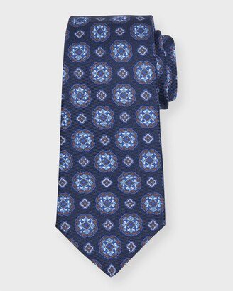 Men's Medallion-Print Silk Tie-AG