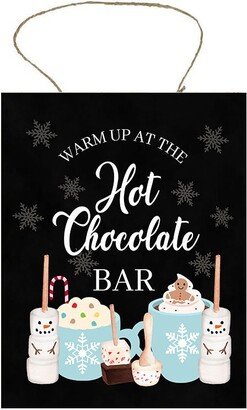 Warm Up At The Hot Cocoa Bar Christmas Printed Handmade Wood Sign