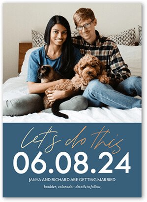 Save The Date Cards: Let's Do This Save The Date, Blue, 5X7, Signature Smooth Cardstock, Square
