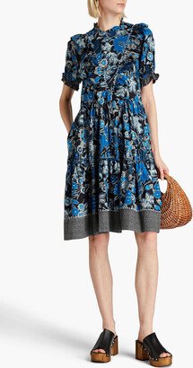 Roberta ruffled printed cotton-blend dress