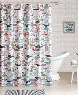 HipStyle Sardinia Printed Cotton Shower Curtain, 72