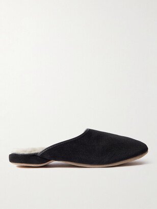 Douglas Leather-Trimmed Shearling-Lined Suede Slippers