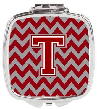 CJ1049-TSCM Letter T Chevron Maroon & White Compact Mirror, 3 x 0.3 x 2.75 in.